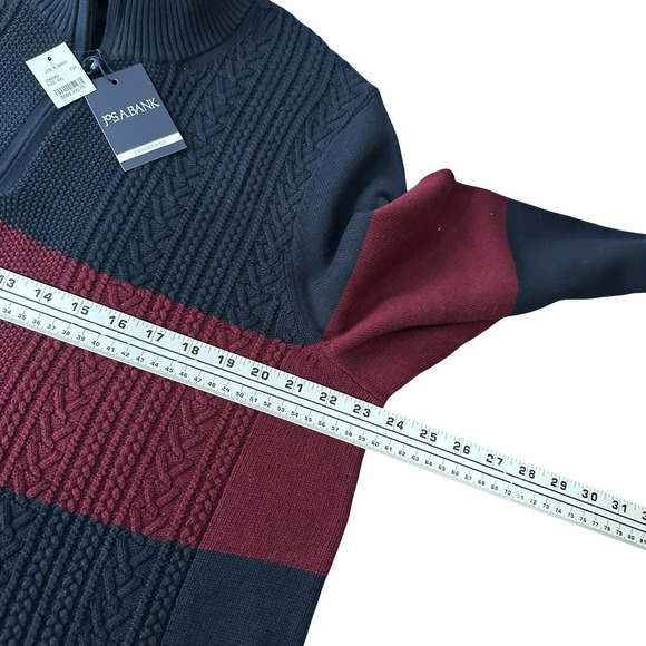 Jos. A. Bank Sweater Men XXL Blue Maroon Cable Knit Tailored - Picture 8 of 10